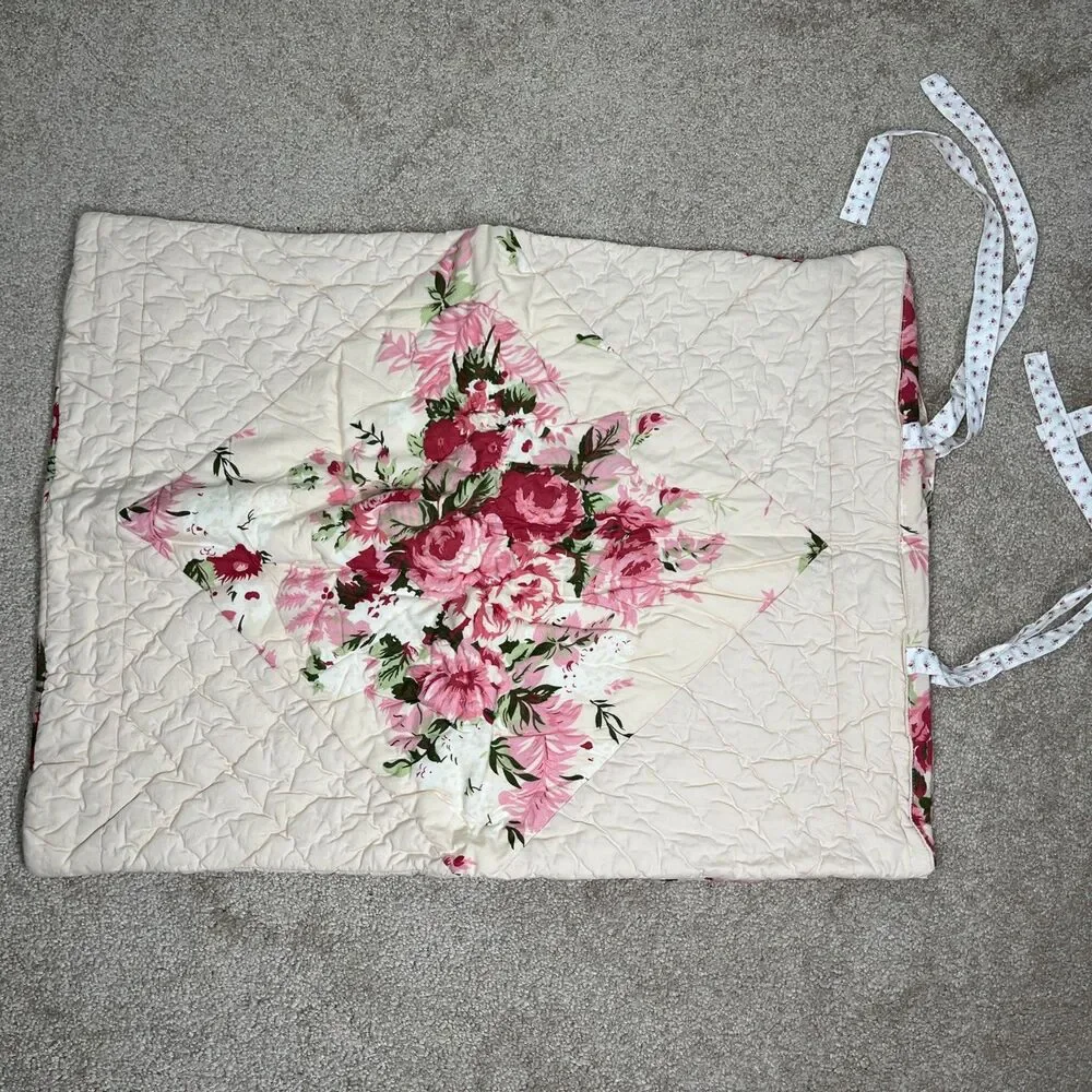 2 Ross-Simons Rose Bouquet Quilted Standard Pillow Shams Floral Cottagecore NWT